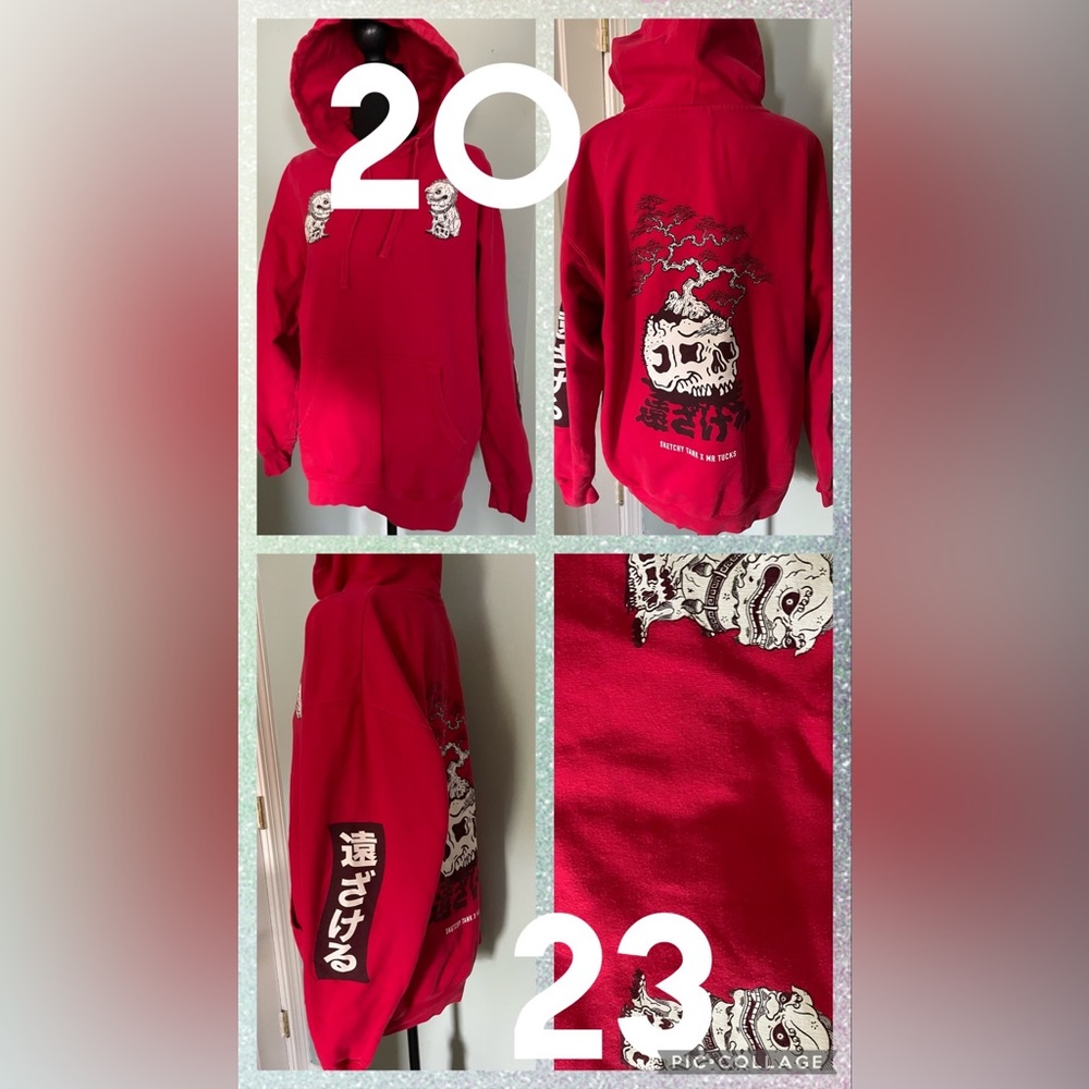 Men’s Anime SketckyTank.com Sweatshirt Hoodie Size Large Red